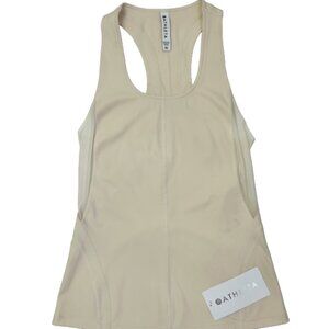 Athleta Intensity Tank XS Cream Mesh Racerback Performance Activewear